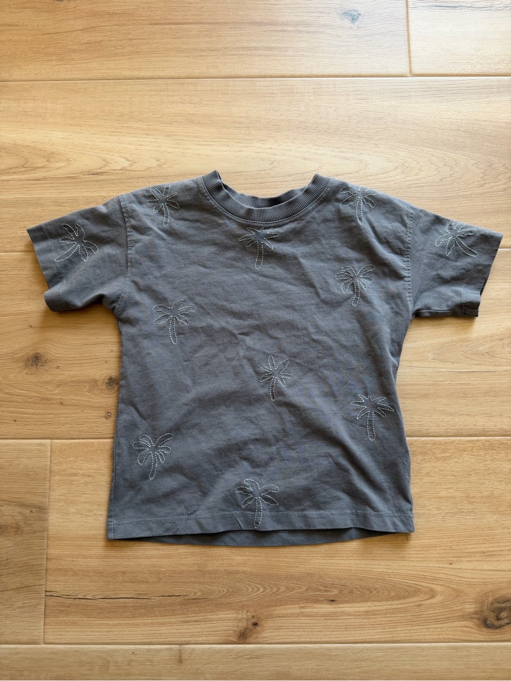 Zara Kids Palm-Embroidered Short Sleeve Tee